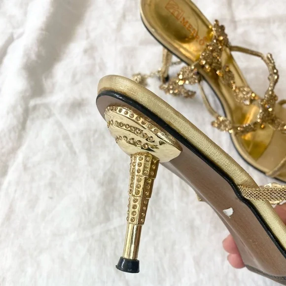 Metro Gold Rhinestone Sandals - Picture 5 of 14